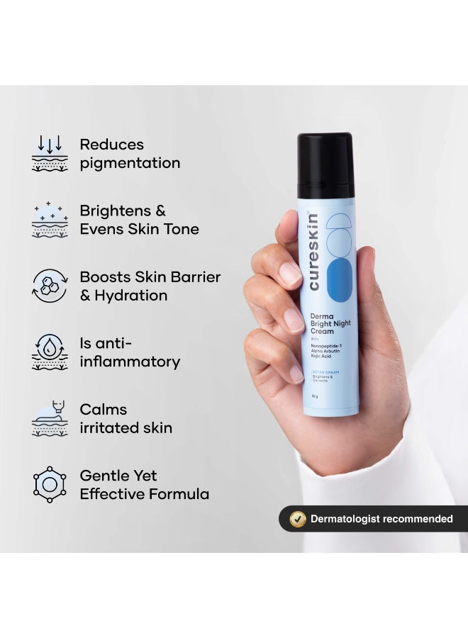 Cureskin Kojic Acid Face Cream for Pigmentation, Tan Removal & Dark Spot Correction | Brightening Night Cream with Alpha Arbutin, Niacinamide & Nonapeptide, 50 g (Pack of 1) - Image 3